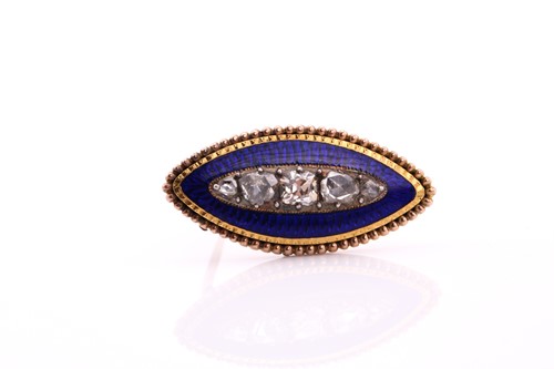 Lot 455 - A late 18th century diamond and enamel brooch,...