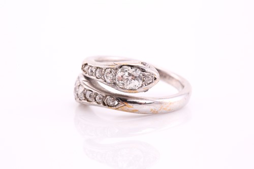 Lot 240 - A Victorian snake ring, the double-headed...
