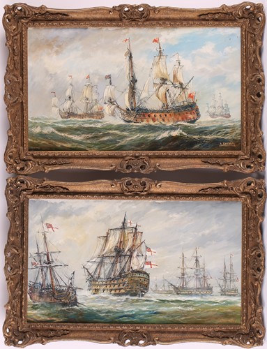 Lot 37 - Andrew Kennedy (b.1941), HMS Victory, flanked...