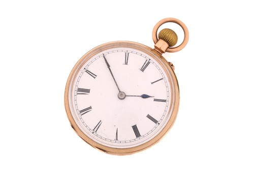 Lot 523 - An open face 9ct gold pocket watch, with a...
