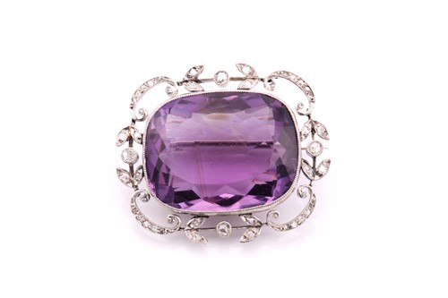 Lot 1 - An Edwardian amethyst and rose-cut diamond...