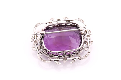 Lot 1 - An Edwardian amethyst and rose-cut diamond...