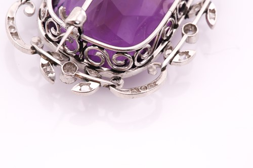 Lot 1 - An Edwardian amethyst and rose-cut diamond...