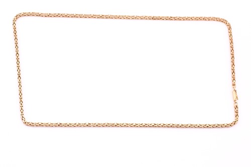 Lot 268 - A fancy box link chain necklace, rectangular...