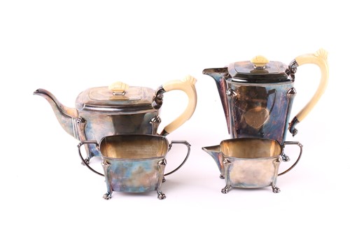 Lot 588 - An Art Deco four piece tea set; Sheffield 1937...
