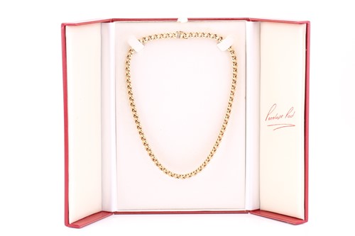 Lot 434 - A 9 carat gold necklace; composed of reeded...