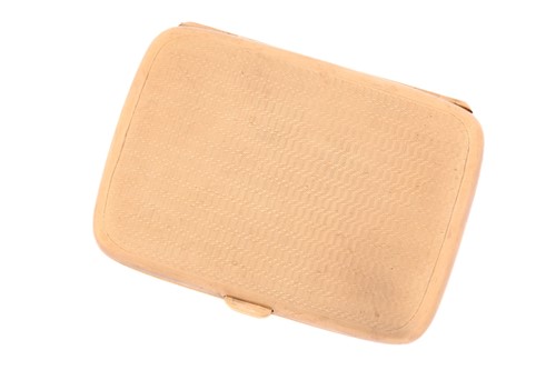 Lot 378 - A 9 carat gold cigarette case; rounded...