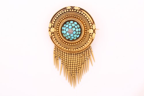 Lot 420 - A Victorian gold, turquoise and diamond fringe...