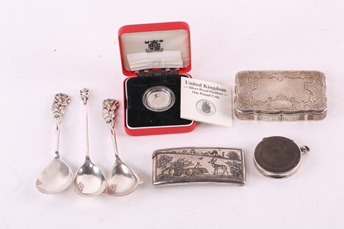 Lot 522 - A 19th century Austrian silver snuff box,...