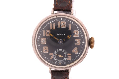 Lot 350A - A silver Rolex trench watch circa 1914, with a...
