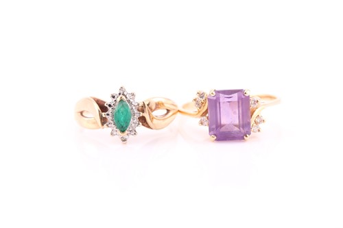 Lot 417 - A lot of gem-set dress rings, one consists of...