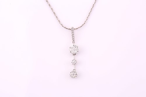 Lot 361 - A diamond drop necklace, pendant consisting of...