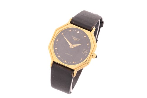 Lot 431 - An 18ct gold Longines automatic ultra-thin...