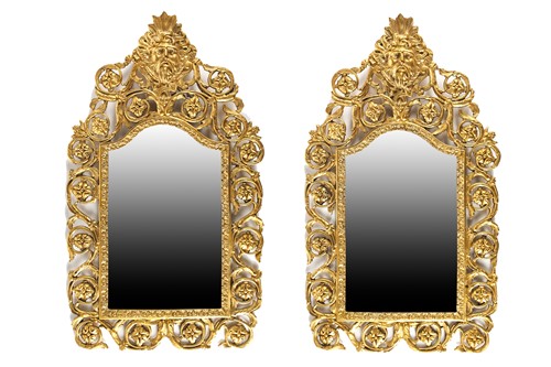 Lot 284 - A pair of small Victorian gilt brass arched...
