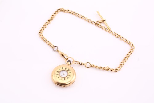 Lot 508 - A half hunter fob pocket watch and Albert...
