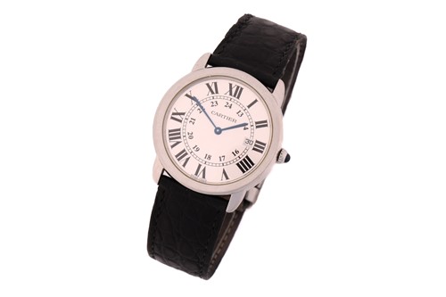 Lot 473 - A Cartier Ronde Solo 2934, with a 36mm steel...