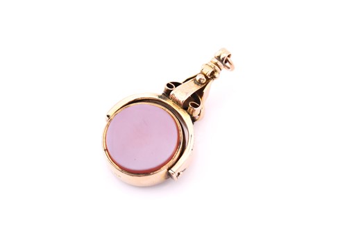 Lot 389A - A swivel fob, consisting of a round agate and...