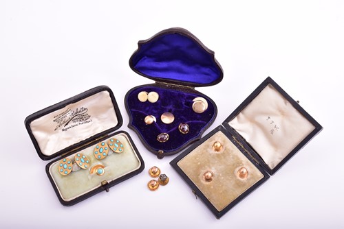 Lot 187 - A pair of late Victorian gold and turquoise...