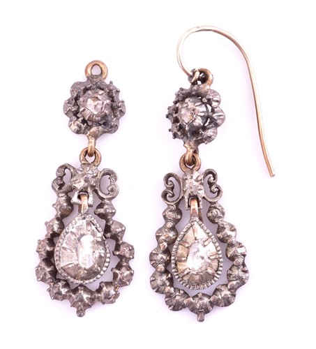 Lot 412 - A pair of early Victorian diamond drop...