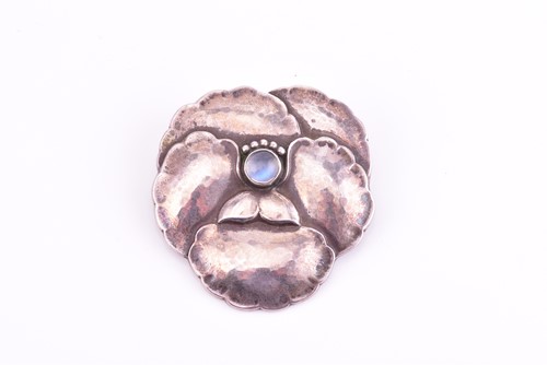 Lot 20 - Georg Jensen - a pansy brooch, centred by a...