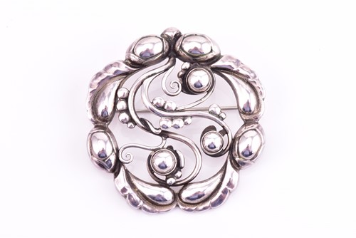 Lot 7 - Georg Jensen - a scroll and berry circular...
