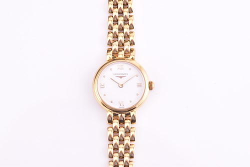 Lot 504 - A lady's 18ct gold Longines wristwatch...
