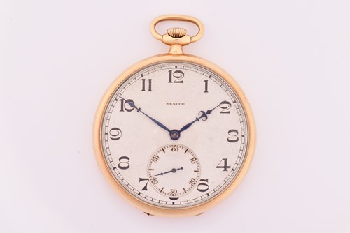 Lot 471 - An 18ct gold Zenith open face pocket watch,...
