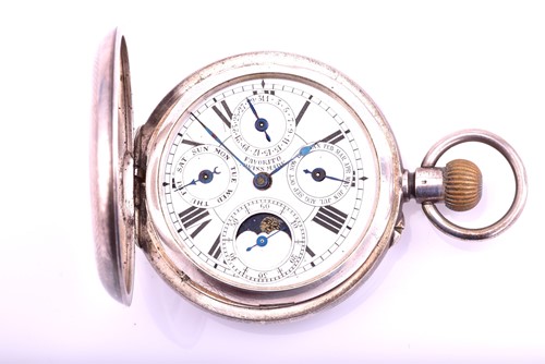 Lot 465 - A Favorito calendar open face pocket watch...