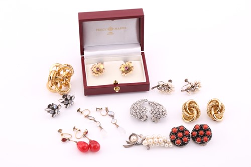 Lot 432 - A collection of earrings, including a pair of...