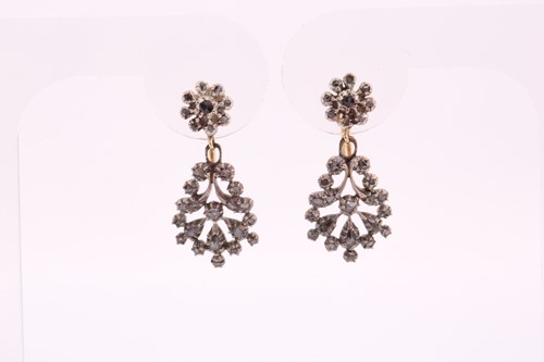 Lot 367 - A pair of Georgian diamond earrings, set with...