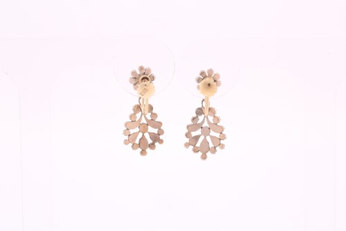 Lot 367 - A pair of Georgian diamond earrings, set with...