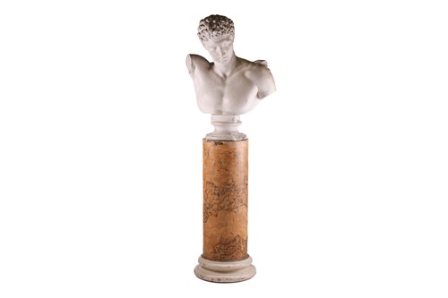 Lot 312 - A large painted plaster cast bust of Hermes of...