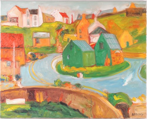 Lot 30 - John Bellany (1942-2013), Houses, acrylic on...