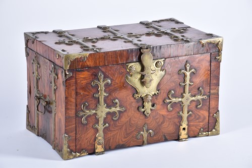 Lot 372 - A Louis XIV kingwood and ormolu coffre forte,...