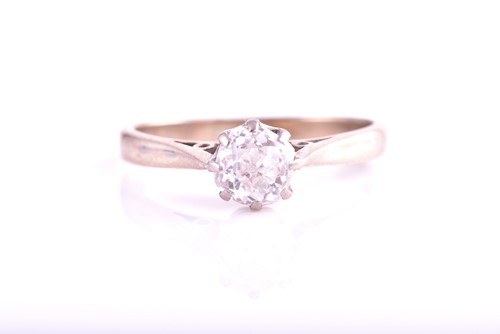 Lot 336 - A single stone diamond ring; the off-round old...