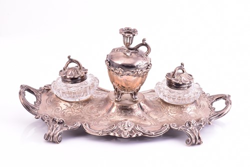 Lot 528 - A Victorian silver desk stand by Thomas, James...