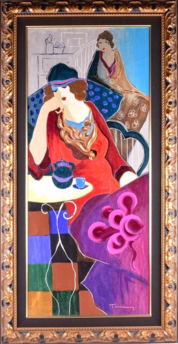Lot 10 - Itzchak Tarkay (1935 - 2012), Lady in a red...