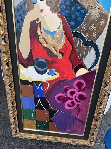Lot 10 - Itzchak Tarkay (1935 - 2012), Lady in a red...