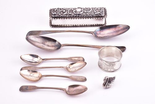 Lot 529 - Two early George III silver table spoons, 1771...