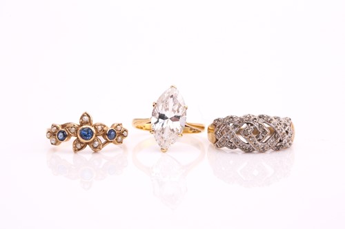 Lot 44 - A lot consists of three rings, one comprises a...