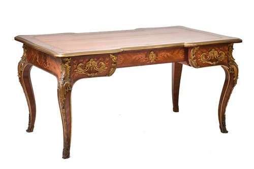 Lot 342 - A French Louis XV style rococo marquetry and...
