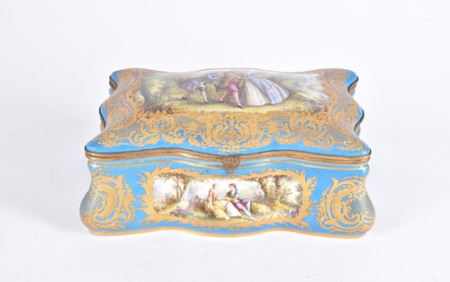 Lot 331 - A large Sevres style porcelain bombe casket,...