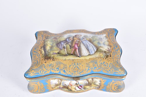 Lot 331 - A large Sevres style porcelain bombe casket,...