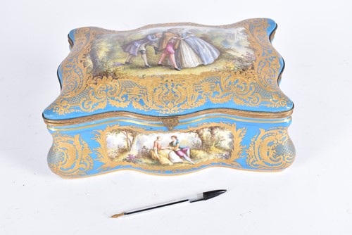 Lot 331 - A large Sevres style porcelain bombe casket,...