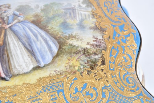 Lot 331 - A large Sevres style porcelain bombe casket,...