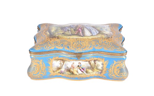 Lot 331 - A large Sevres style porcelain bombe casket,...