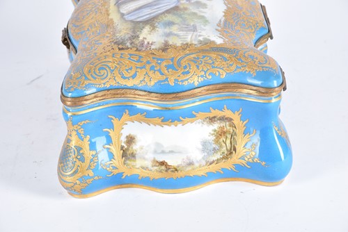 Lot 331 - A large Sevres style porcelain bombe casket,...