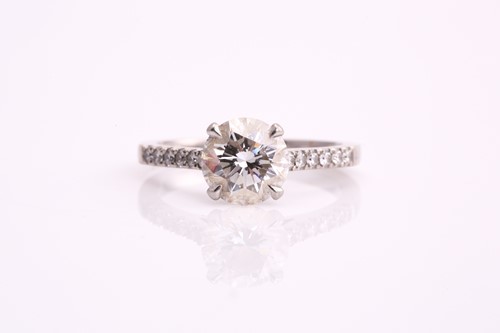 Lot 177 - A platinum diamond solitaire ring, consisting...