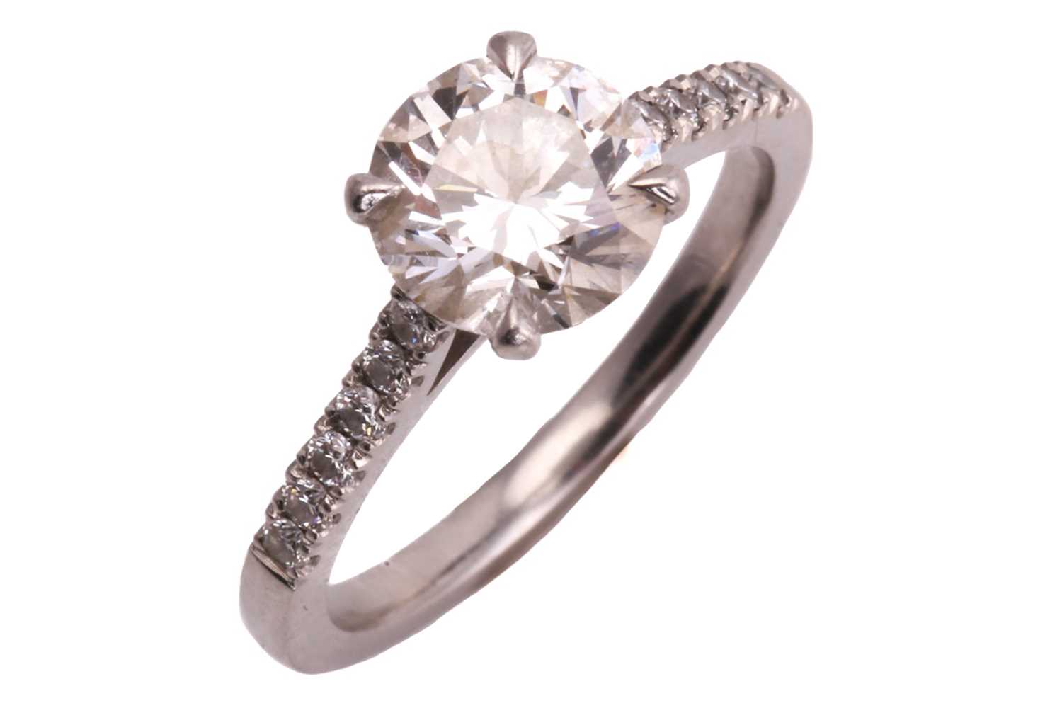 Lot 177 - A platinum diamond solitaire ring, consisting...
