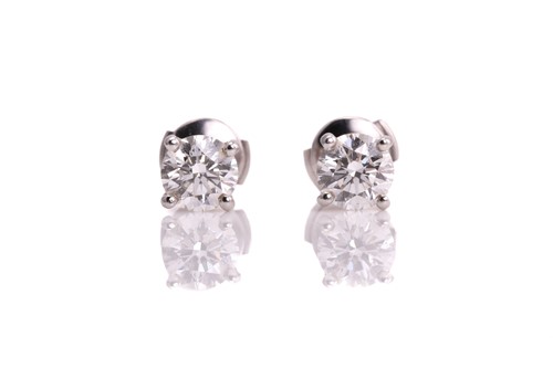 Lot 134 - A pair of Tiffany & Co. platinum and diamond...
